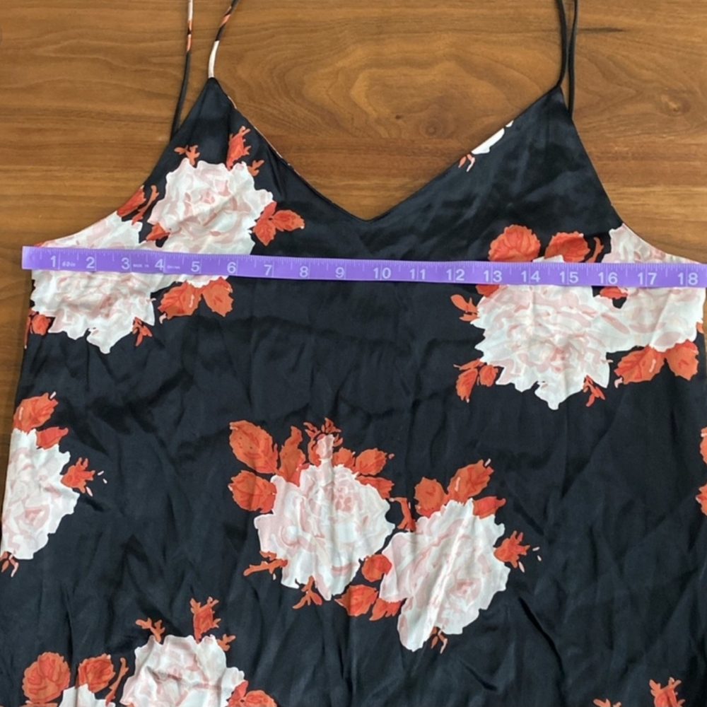GANNI Floral-print Satin Maxi Slip Dress Size 40 US Size 8 - Picture 7 of 7